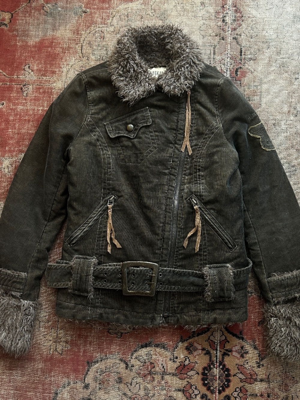 Vintage Y2K Corduroy and Faux Fur Jacket
